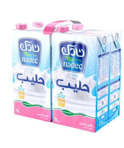 حليب نادك منزوع الدسم 1لتر ربطة4حبة