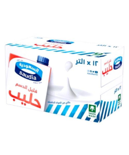 حليب السعودية قليل الدسم 1لتر12حبة